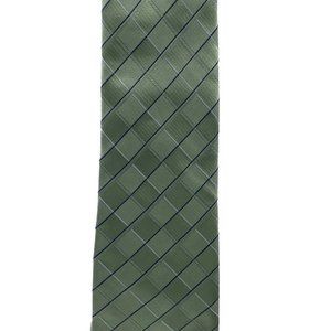 Calvin Klein 100% Silk Green Silver Stripe Pattern RN 19388 Neck Tie One Size OS